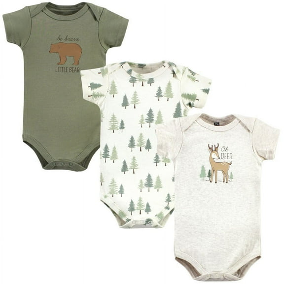 Hudson Baby Cotton Bodysuits, Forest Deer 3-Pack, 18-24 Months