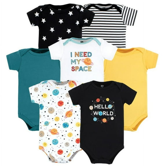 Hudson Baby Cotton Bodysuits, Happy Planets, Newborn
