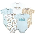 thumbnail image 1 of Hudson Baby Cotton Bodysuits, Hello World Safari, 3-6 Months, 1 of 3