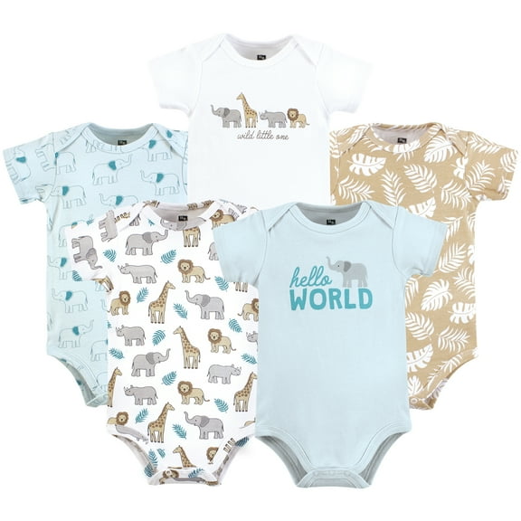Hudson Baby Cotton Bodysuits, Hello World Safari, Preemie