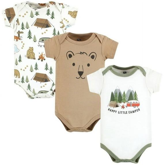 Hudson Baby Cotton Bodysuits, Little Camper, 6-9 Months