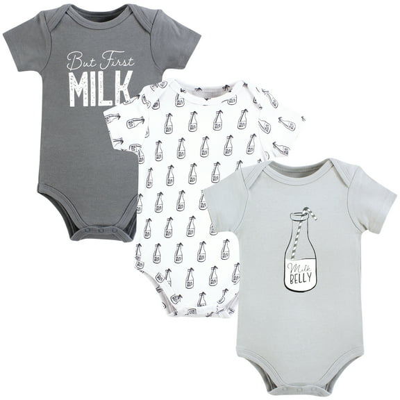 Hudson Baby Cotton Bodysuits, Milk Belly Bottle, 0-3 Months