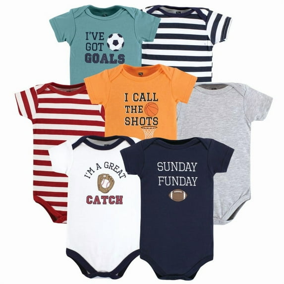Hudson Baby Cotton Bodysuits, Sports Stripes, 12-18 Months