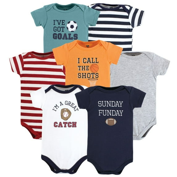 Hudson Baby Cotton Bodysuits, Sports Stripes, 6-9 Months