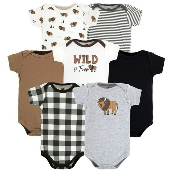 Hudson Baby Cotton Bodysuits, Wild Buffalo, 3-6 Months
