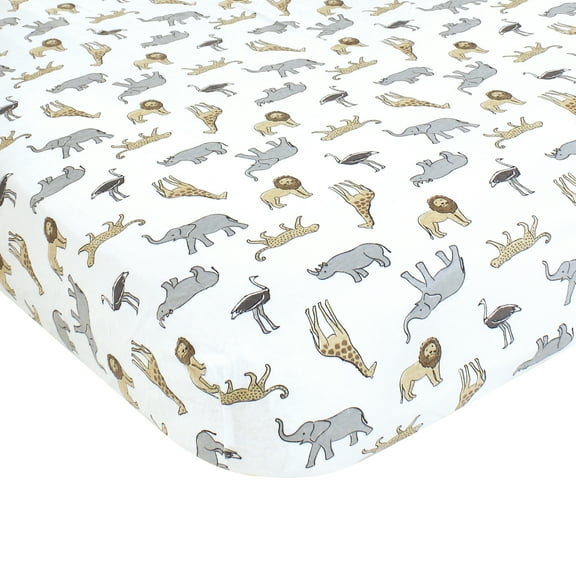 Hudson Baby Cotton Fitted Crib Sheet, Modern Safari, One Size