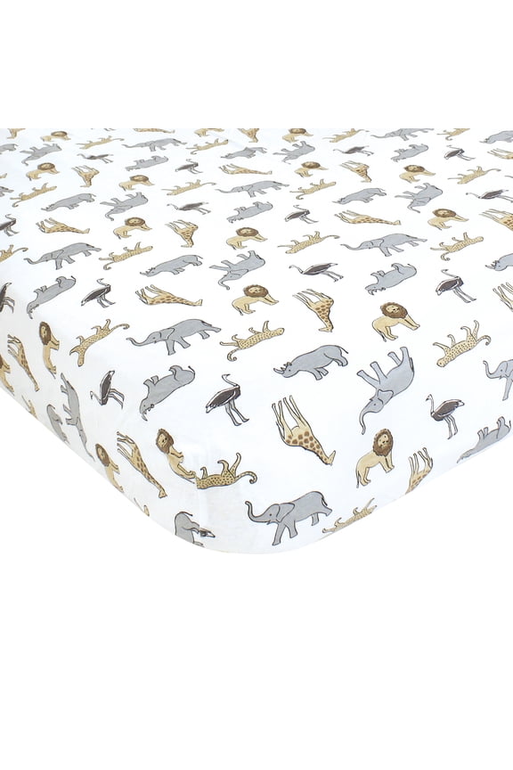 Cotton Fitted Crib Sheet, Modern Safari, One Size