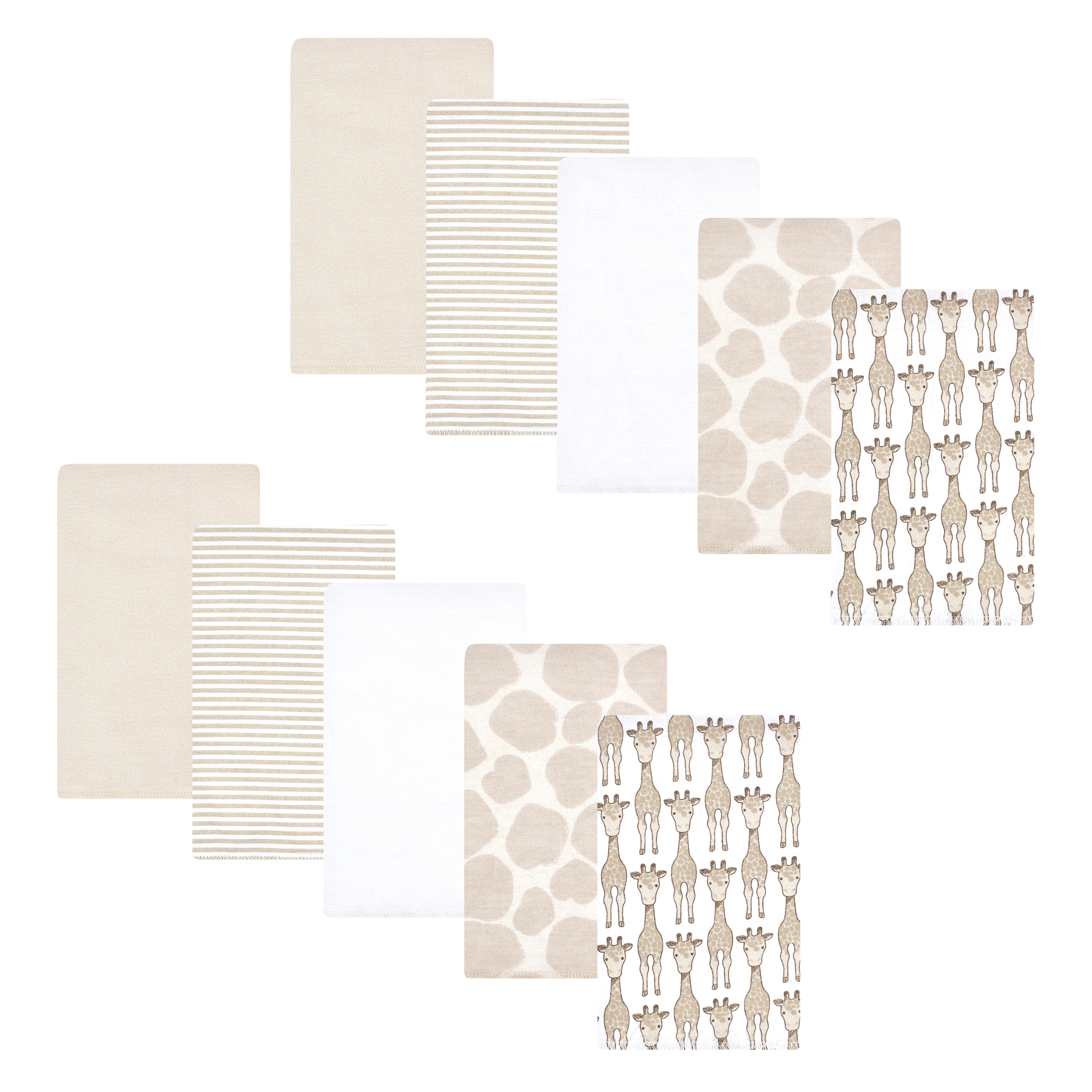 Hudson Baby Cotton Flannel Burp Cloths 10-Pack, Giraffe, One Size