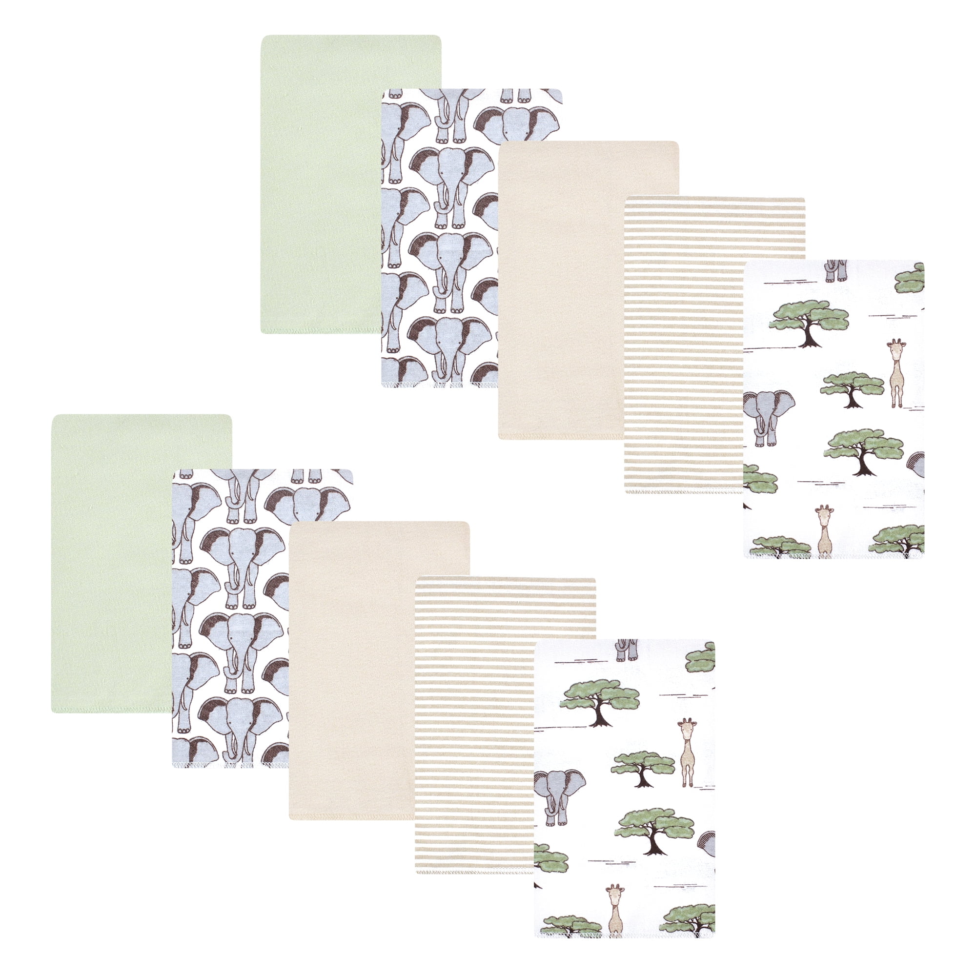 Hudson Baby Cotton Flannel Burp Cloths 10-Pack, Wild Safari Adventures, One Size
