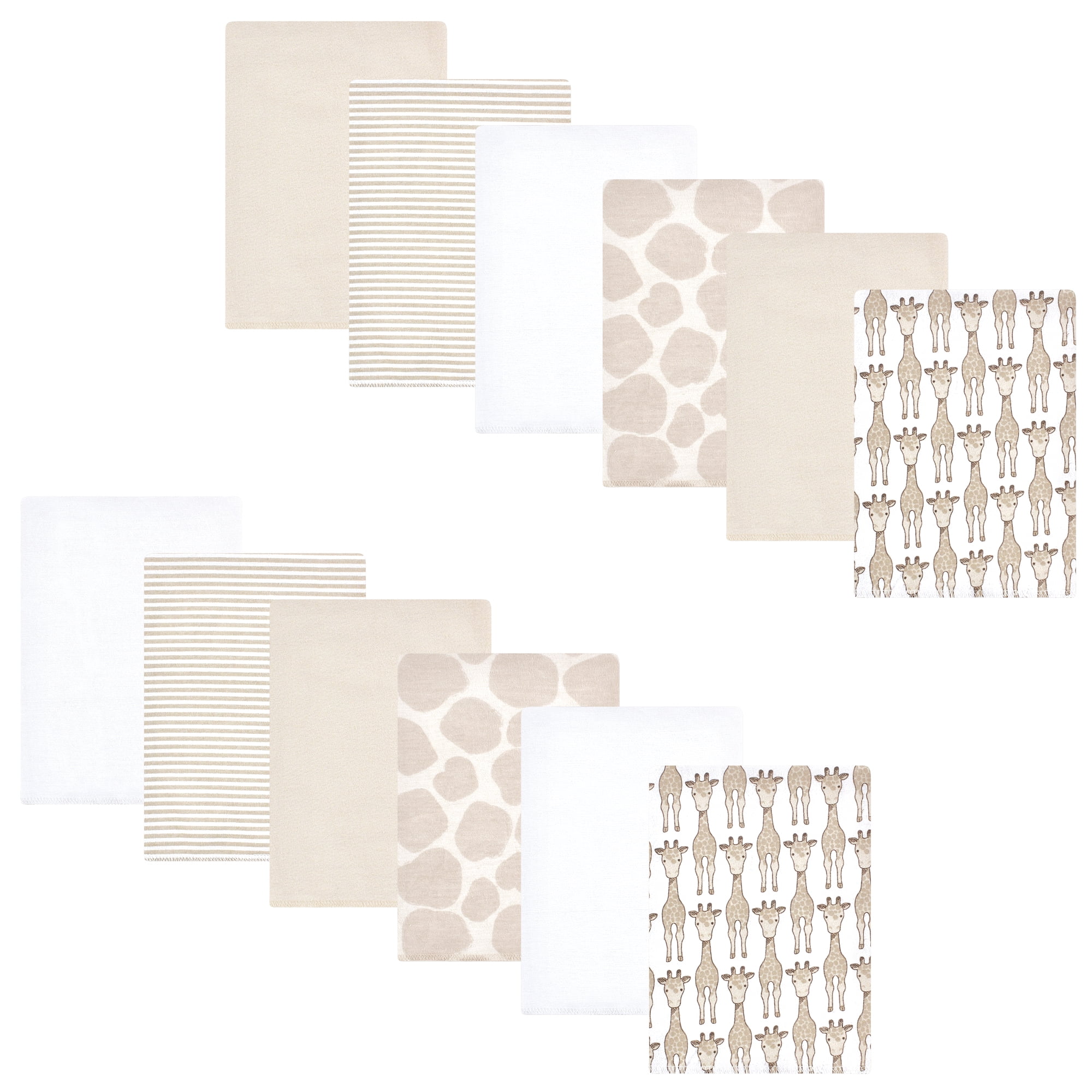 Hudson Baby Cotton Flannel Burp Cloths 12-Pack Bundle, Giraffe, One Size