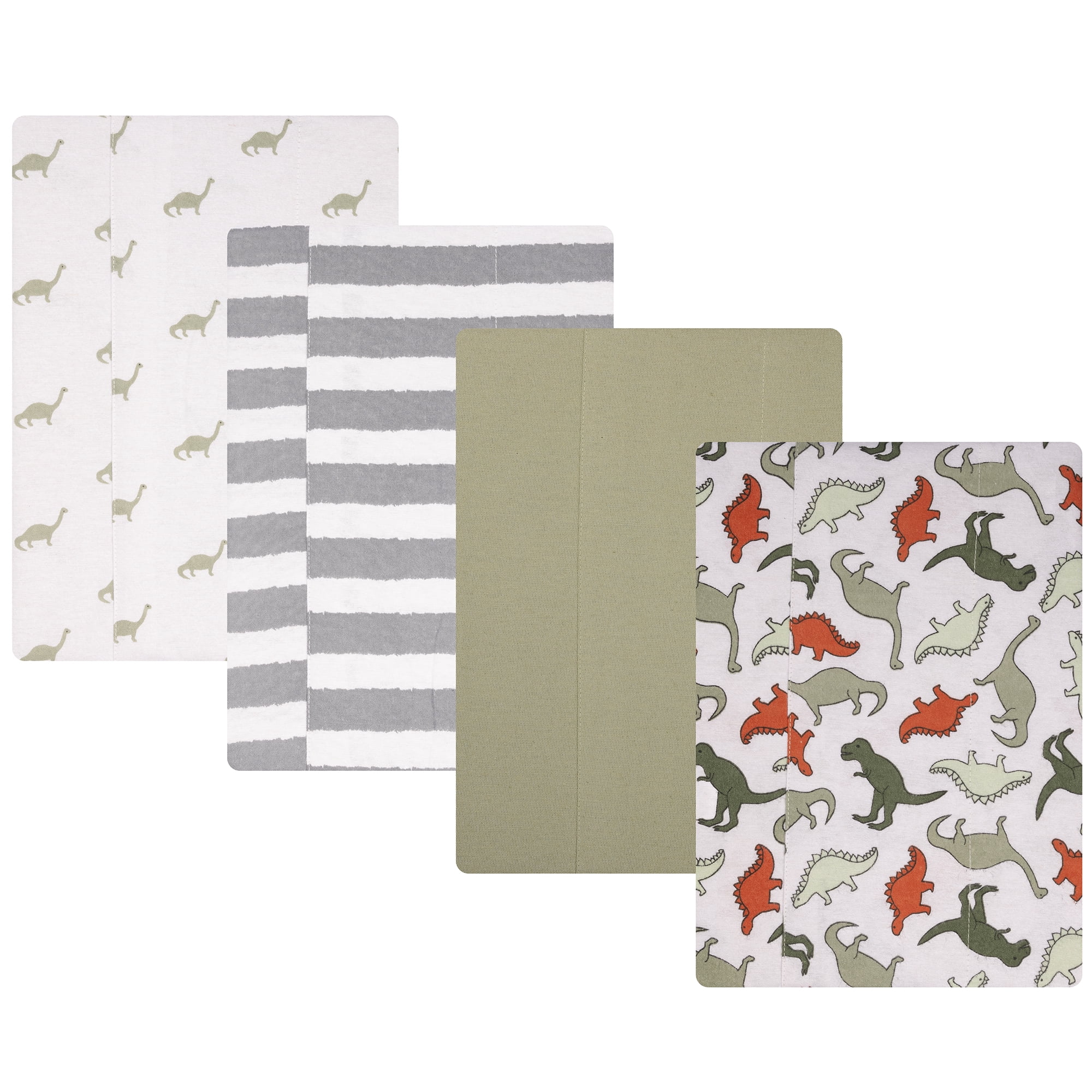 Hudson Baby Cotton Flannel Burp Cloths 4-Pack, Multi Color Dino, One Size
