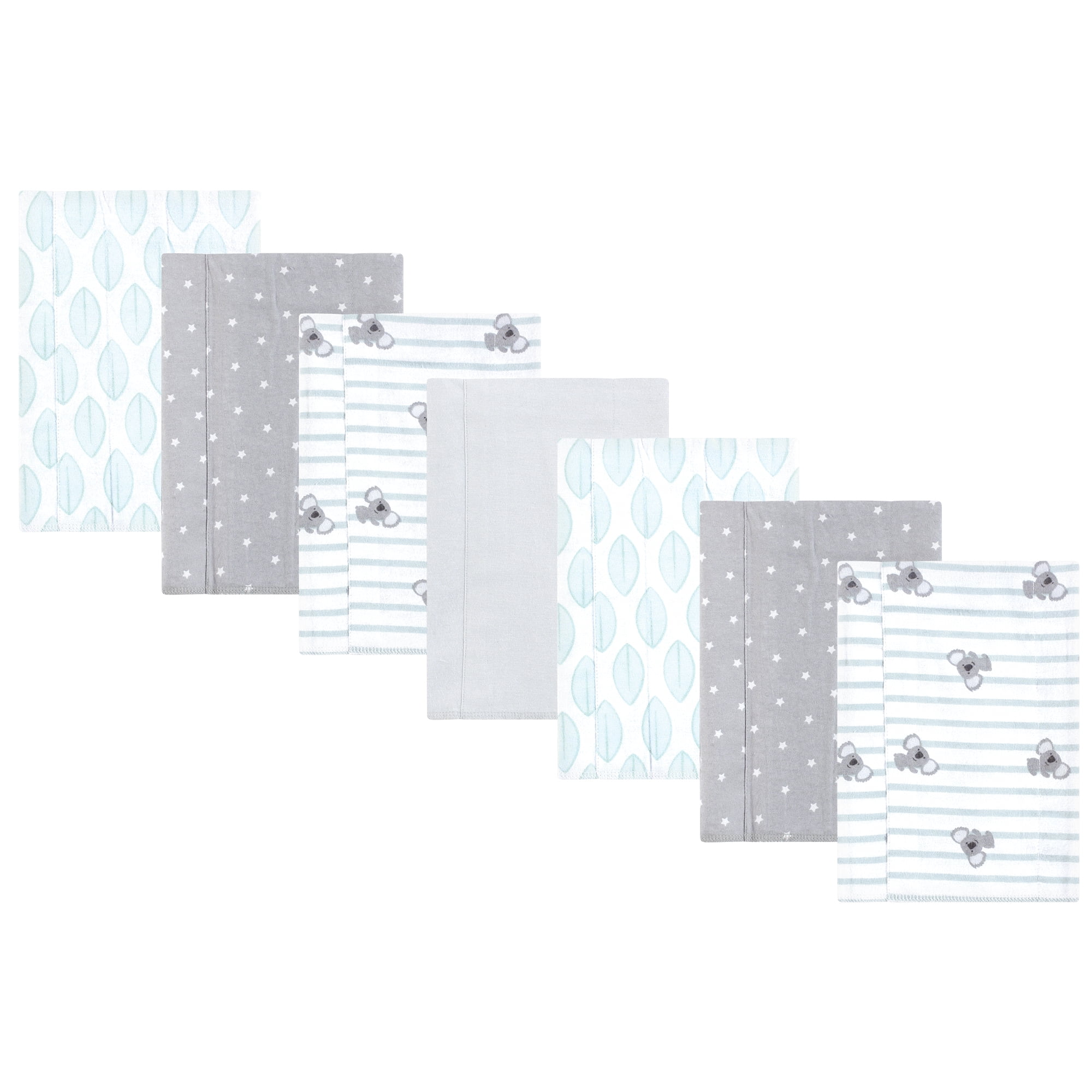 Hudson Baby Unisex Baby Cotton Poly Flannel Burp Cloths, Koala Stripe 7-Pack, One Size
