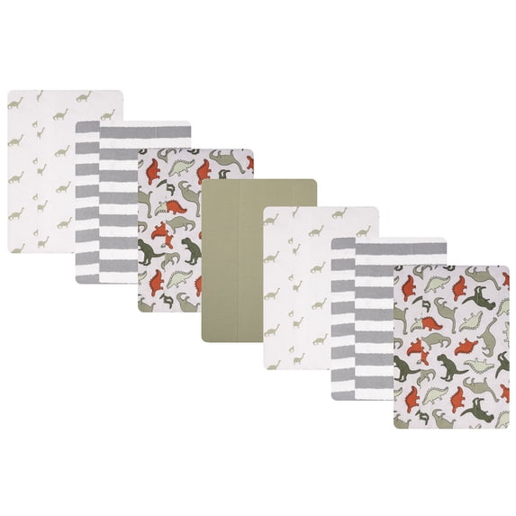 Hudson Baby Cotton Flannel Burp Cloths 7-Pack, Multi Color Dino , One Size