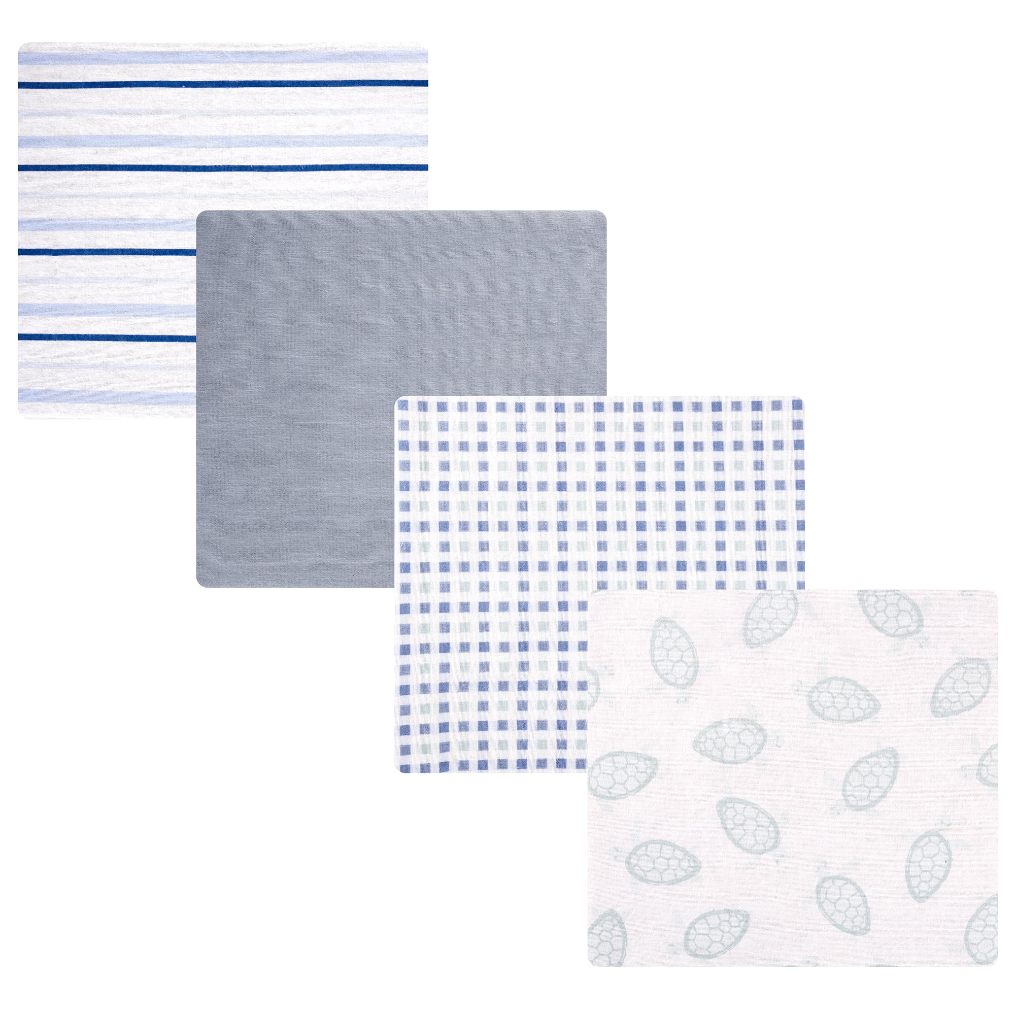 Hudson Baby Cotton Flannel Receiving Blankets 4-Pack, Little Sea Turtle , One Size