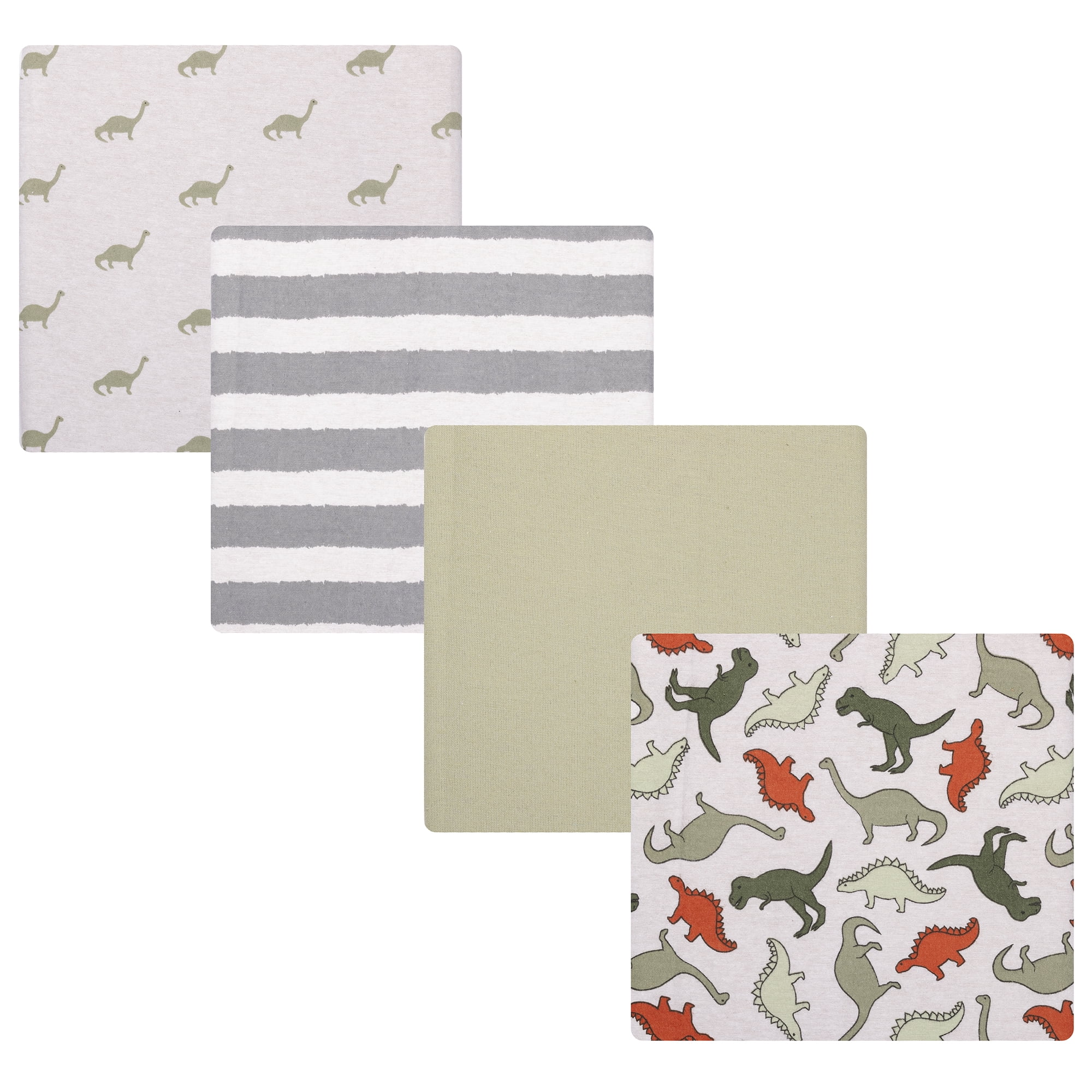 Hudson Baby Cotton Flannel Receiving Blankets 4-Pack, Multi Color Dino , One Size