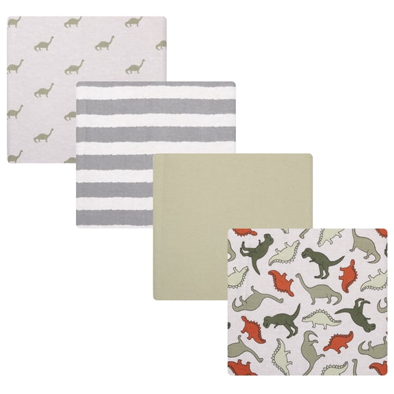 Hudson Baby Cotton Flannel Receiving Blankets 4-Pack, Multi Color Dino , One Size