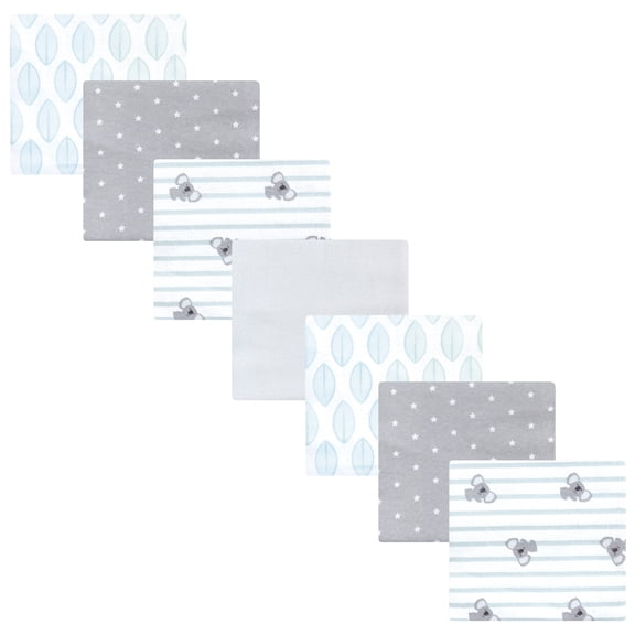 Hudson Baby Unisex Baby Cotton Poly Flannel Receiving Blankets Bundle, Koala Stripe 7-Pack, One Size