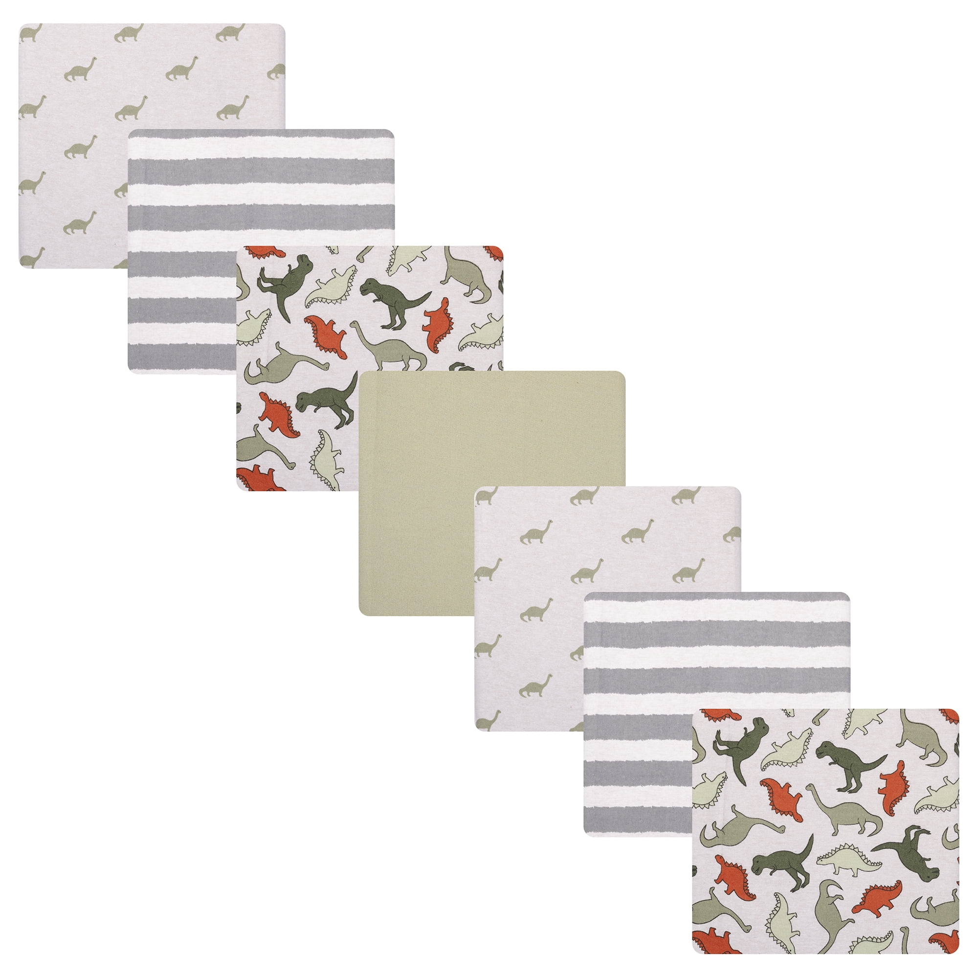 Hudson Baby Cotton Flannel Receiving Blankets 7-Pack Bundle, Multi Color Dino , One Size