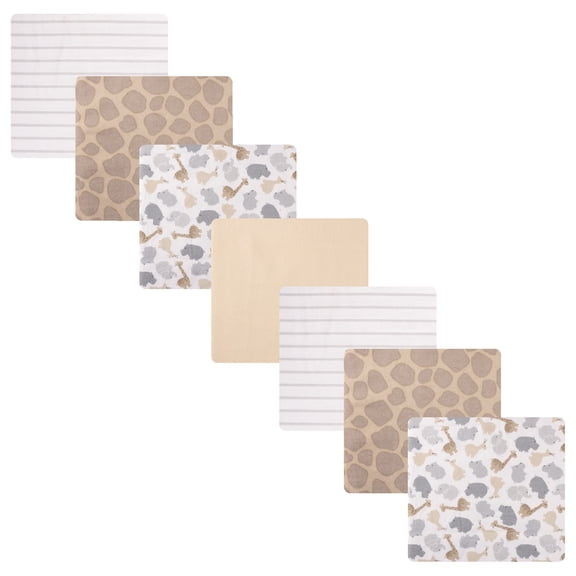 Hudson Baby Cotton Flannel Receiving Blankets 7-Pack Bundle, Safari Friends , One Size