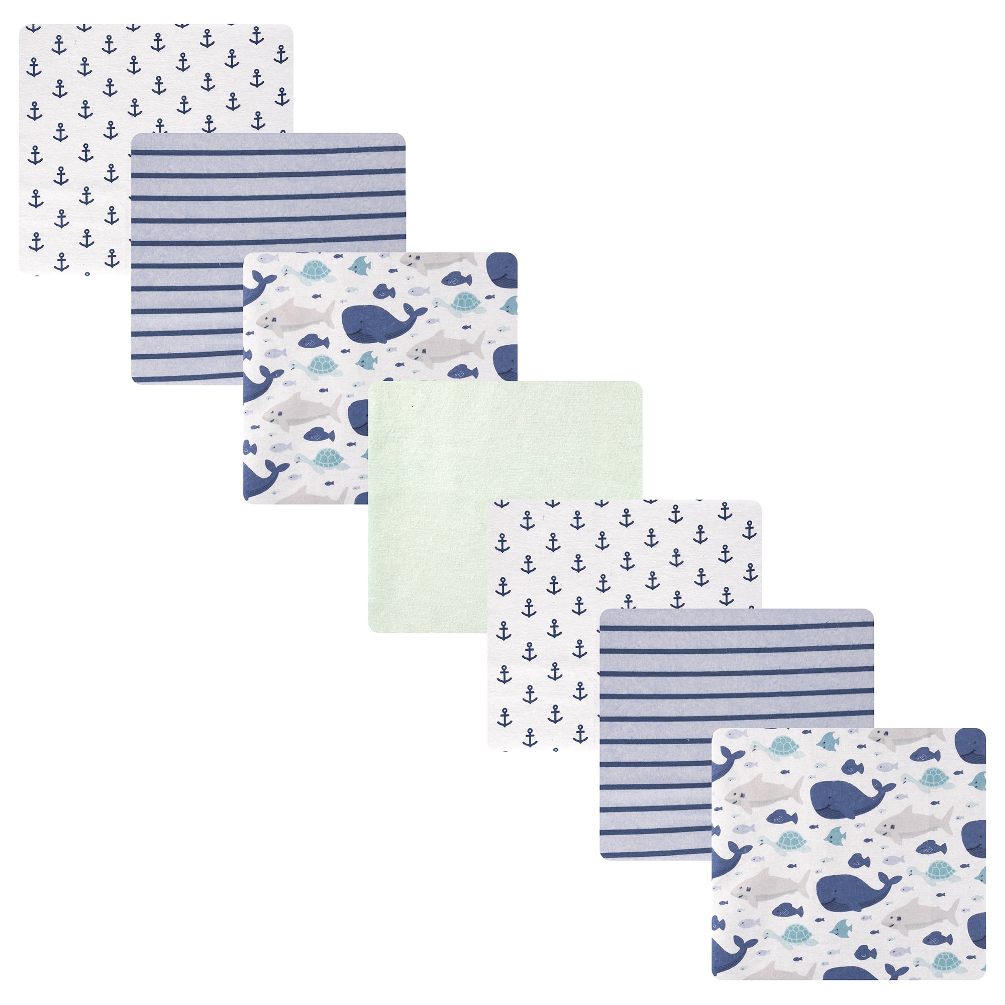 Hudson Baby Cotton Flannel Receiving Blankets 7-Pack Bundle, Sea Friends , One Size