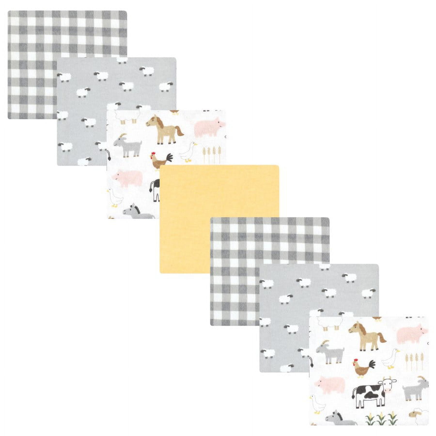 Hudson Baby Unisex Baby Cotton Poly Flannel Receiving Blankets Bundle, Cute Farm, One Size