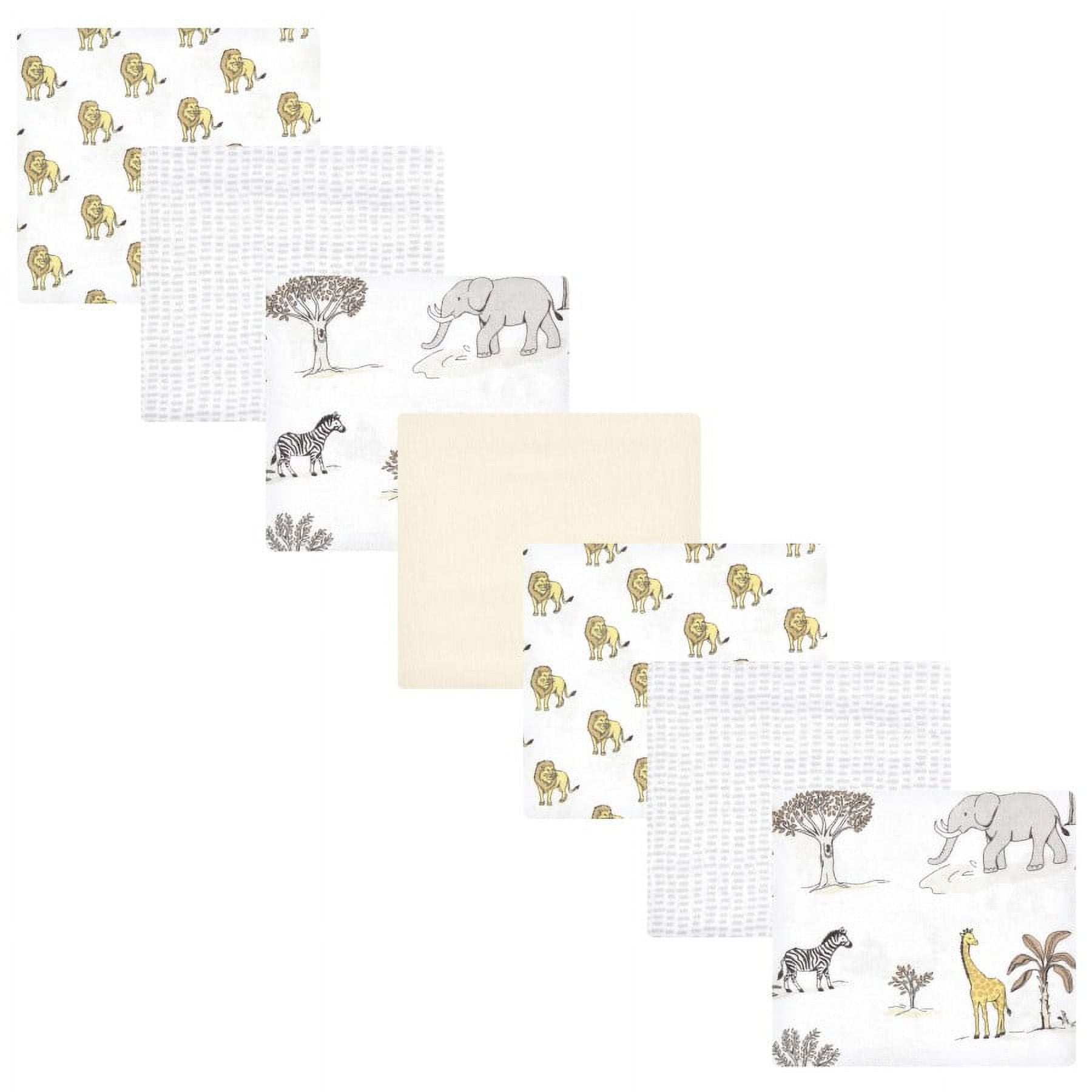 Hudson Baby Cotton Flannel Receiving Blankets Bundle, Neutral Safari World, One Size