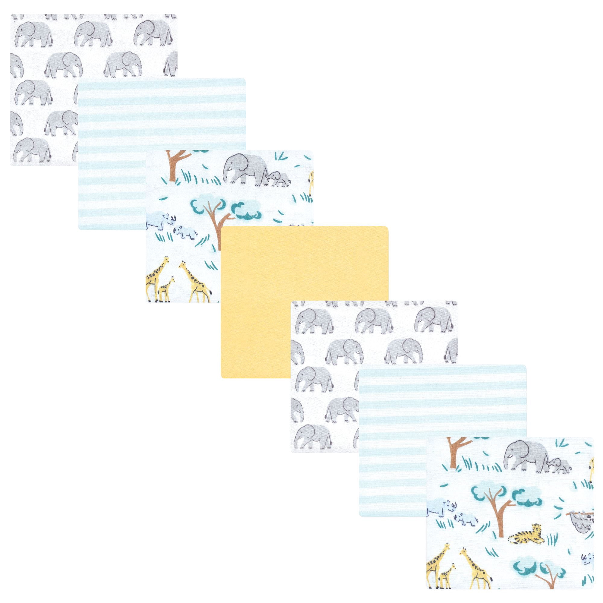 Hudson Baby Unisex Baby Cotton Poly Flannel Receiving Blankets Bundle, Safari Friends, One Size