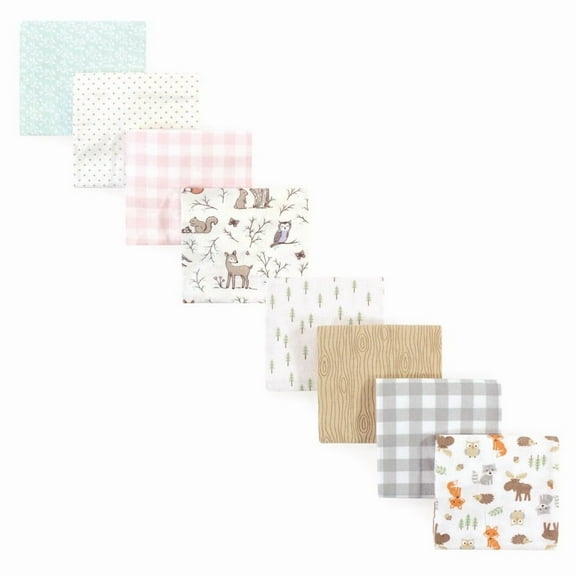 Hudson Baby Cotton Flannel Receiving Blankets Bundle Set, Enchanted Forest Woodland, One Size
