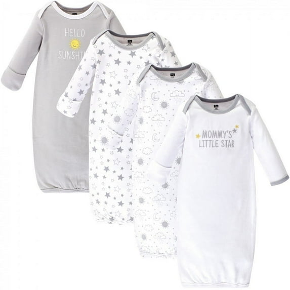 Hudson Baby Cotton Gowns, Star And Moon, Preemie-Newborn