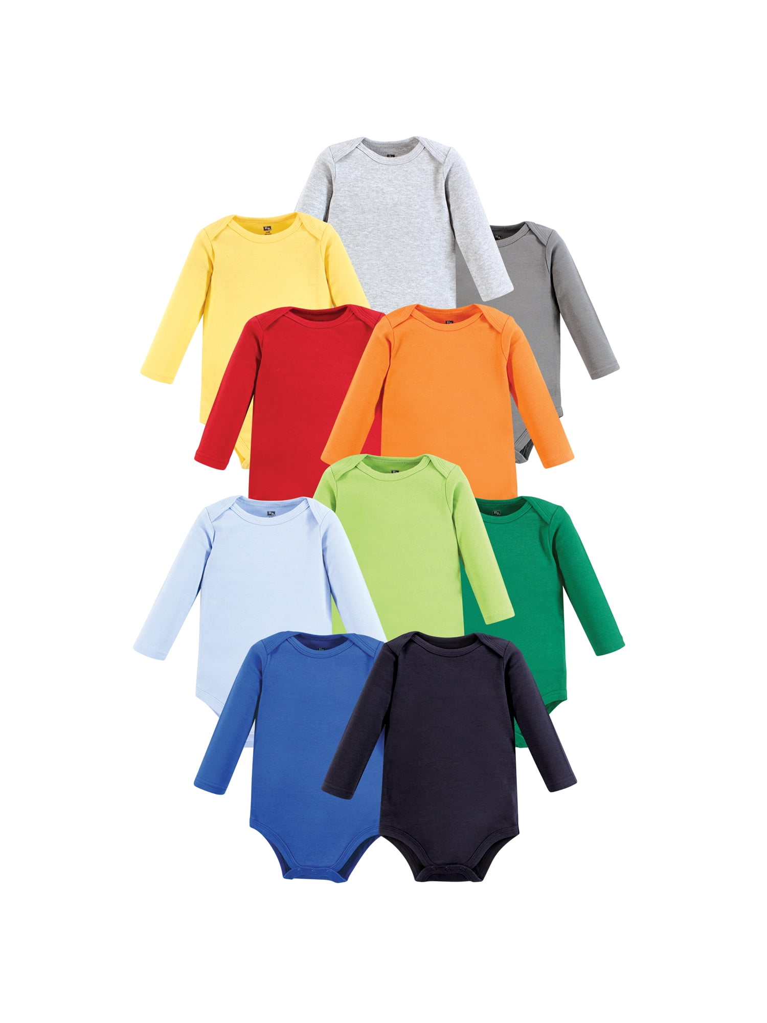 Hudson Baby Cotton Long Sleeve Bodysuit, 10-Pack, Newborn-18 Months
