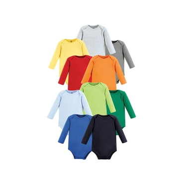 Hudson Baby Cotton Long Sleeve Bodysuit, 10-Pack, Newborn-18 Months