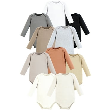 Hudson Baby Cotton Long Sleeve Bodysuit, 10-Pack, Newborn-18 Months