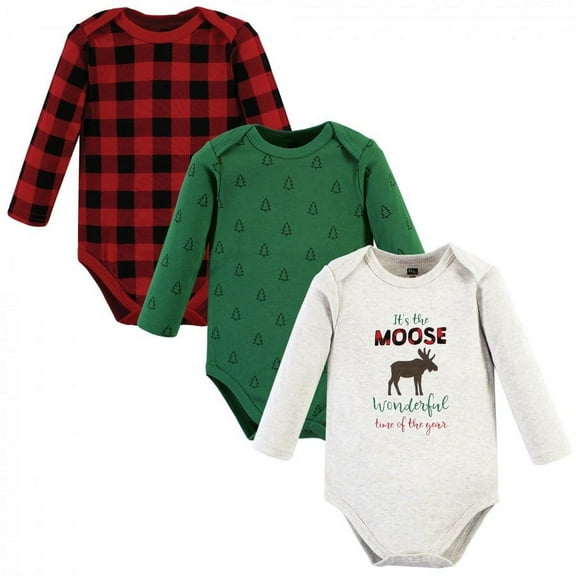 Hudson Baby Cotton Long-Sleeve Bodysuits, 3- Pack, Newborn- 24 Months