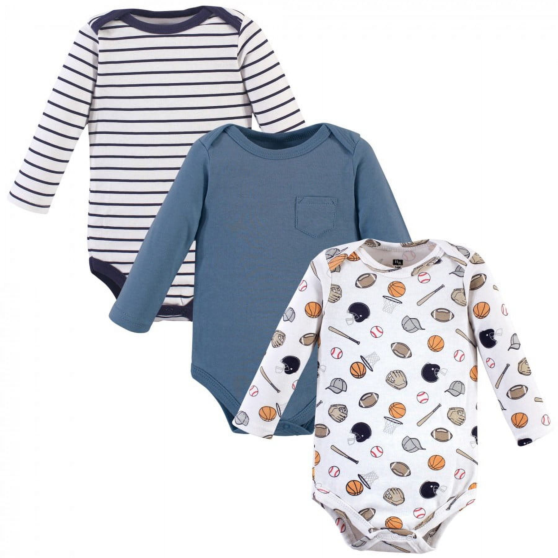 Hudson Baby Cotton Long-Sleeve Bodysuits, 3- Pack, Newborn- 24 Months