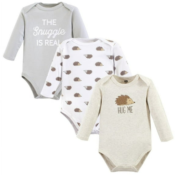 Hudson Baby Cotton Long-Sleeve Bodysuits, 3- Pack, Newborn- 24 Months