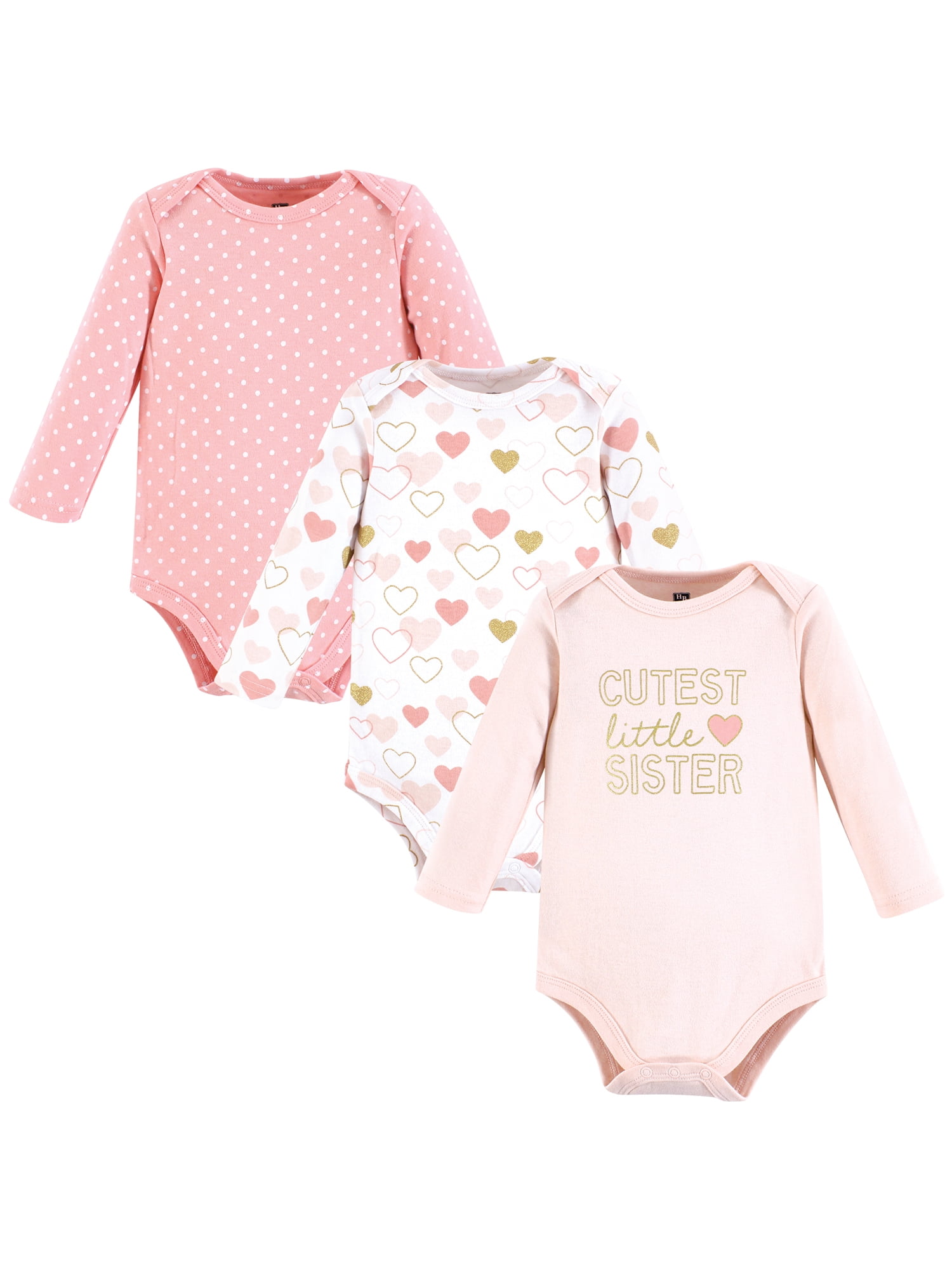 Hudson Baby Cotton Long-Sleeve Bodysuits, 3- Pack, Newborn- 24 Months