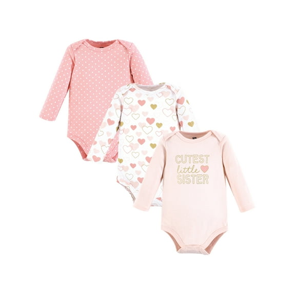 Hudson Baby Cotton Long-Sleeve Bodysuits, 3- Pack, Newborn- 24 Months