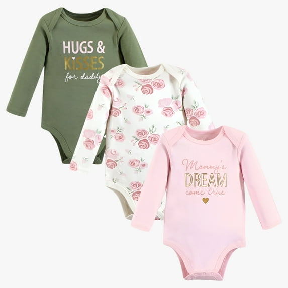 Hudson Baby Cotton Long-Sleeve Bodysuits, 3-Pack, Newborn- 24 Months