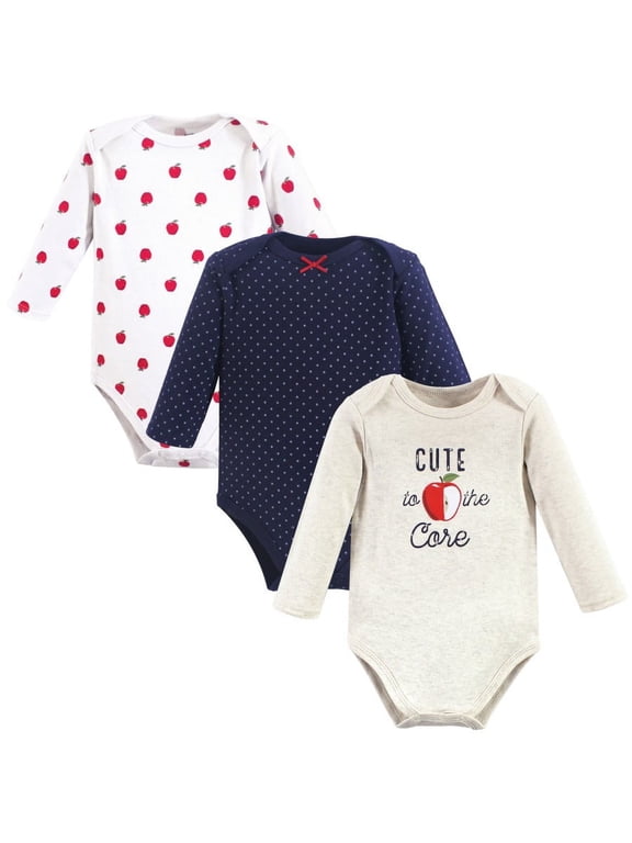 Cotton Long-Sleeve Bodysuits, 3-Pack, Newborn- 24 Months