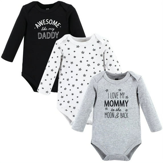 Hudson Baby Cotton Long-Sleeve Bodysuits, 3- Pack, Newborn- 24 Months