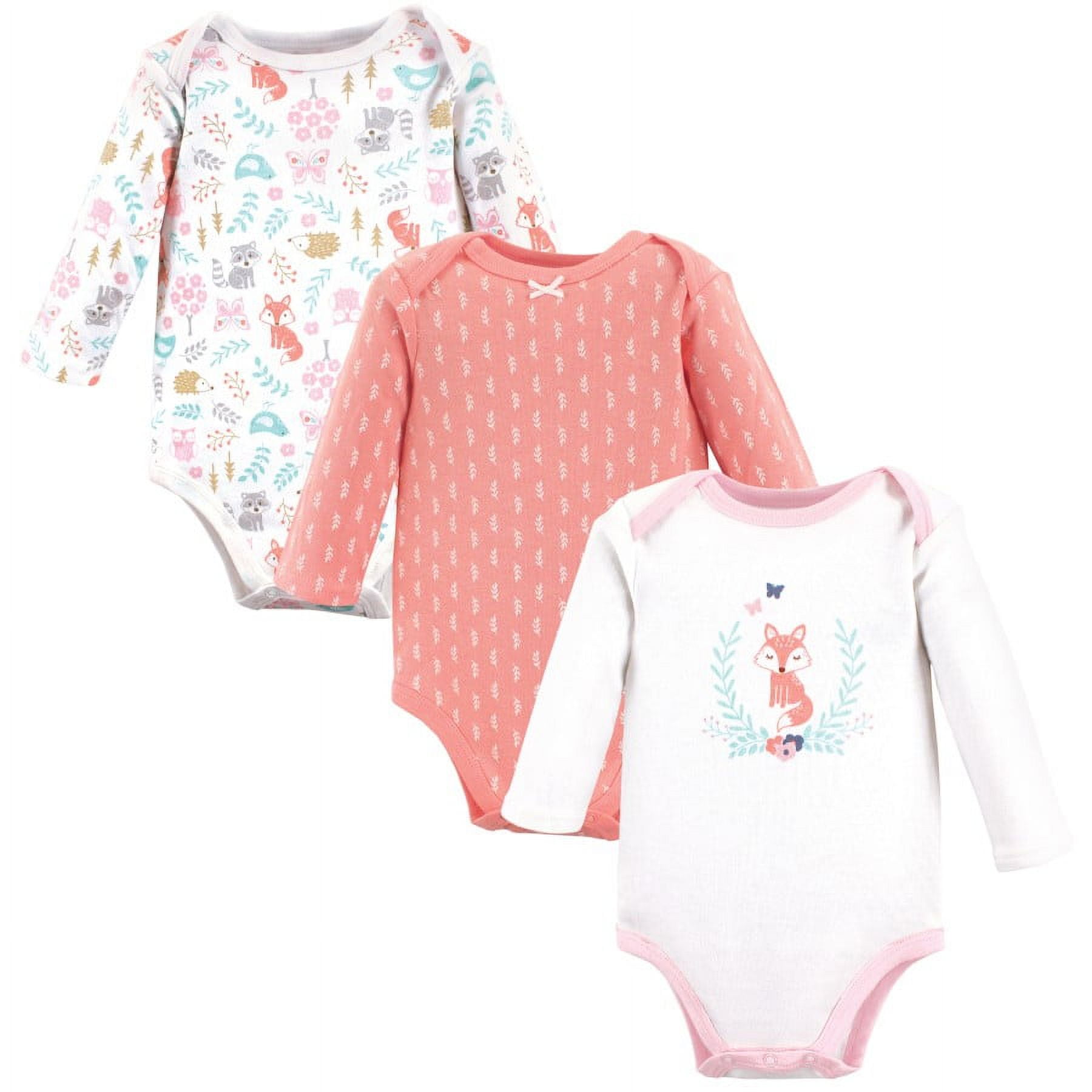 Hudson Baby Cotton Long-Sleeve Bodysuits, 3-Pack, Newborn- 24 Months