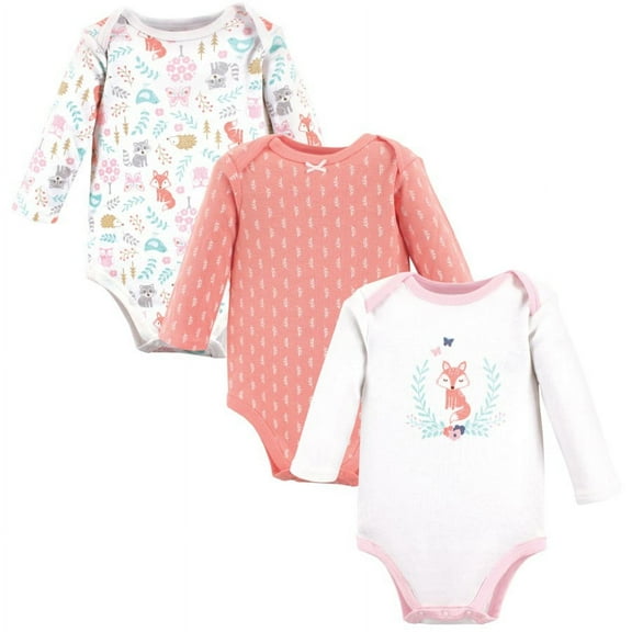 Hudson Baby Cotton Long-Sleeve Bodysuits, 3-Pack, Newborn- 24 Months