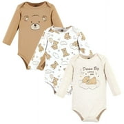 HUDSON BABY Cotton Long-Sleeve Bodysuits, 3- Pack, Newborn- 24 Months
