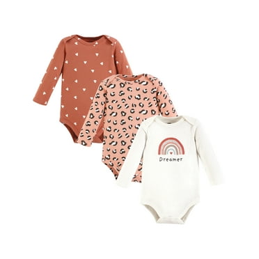 Hudson Baby Cotton Long-Sleeve Bodysuits, 3- Pack, Newborn- 24 Months
