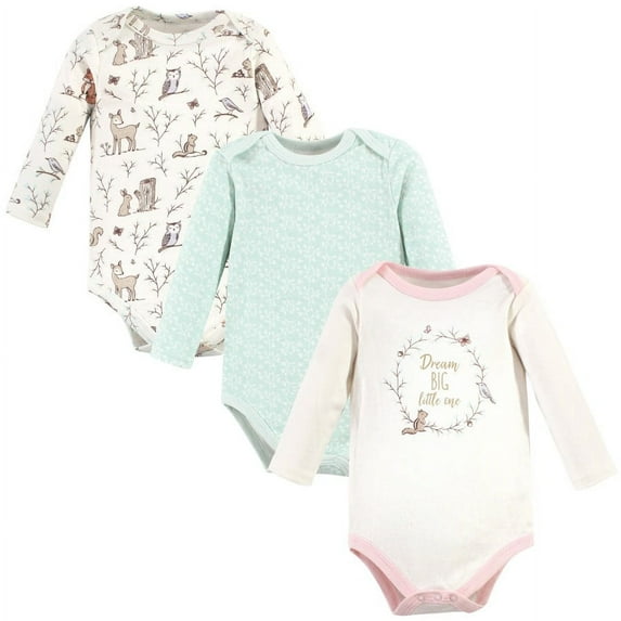 Hudson Baby Cotton Long-Sleeve Bodysuits, 3-Pack, Newborn- 24 Months