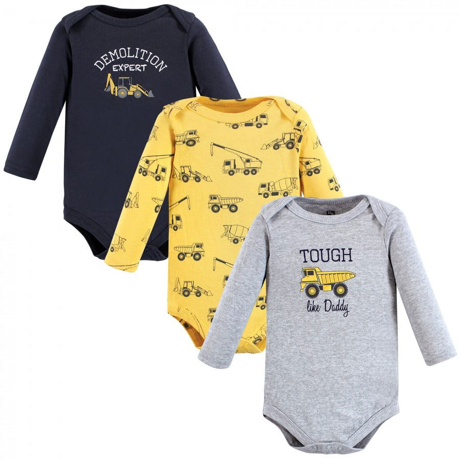 Hudson Baby Cotton Long-Sleeve Bodysuits, 3- Pack, Newborn- 24 Months