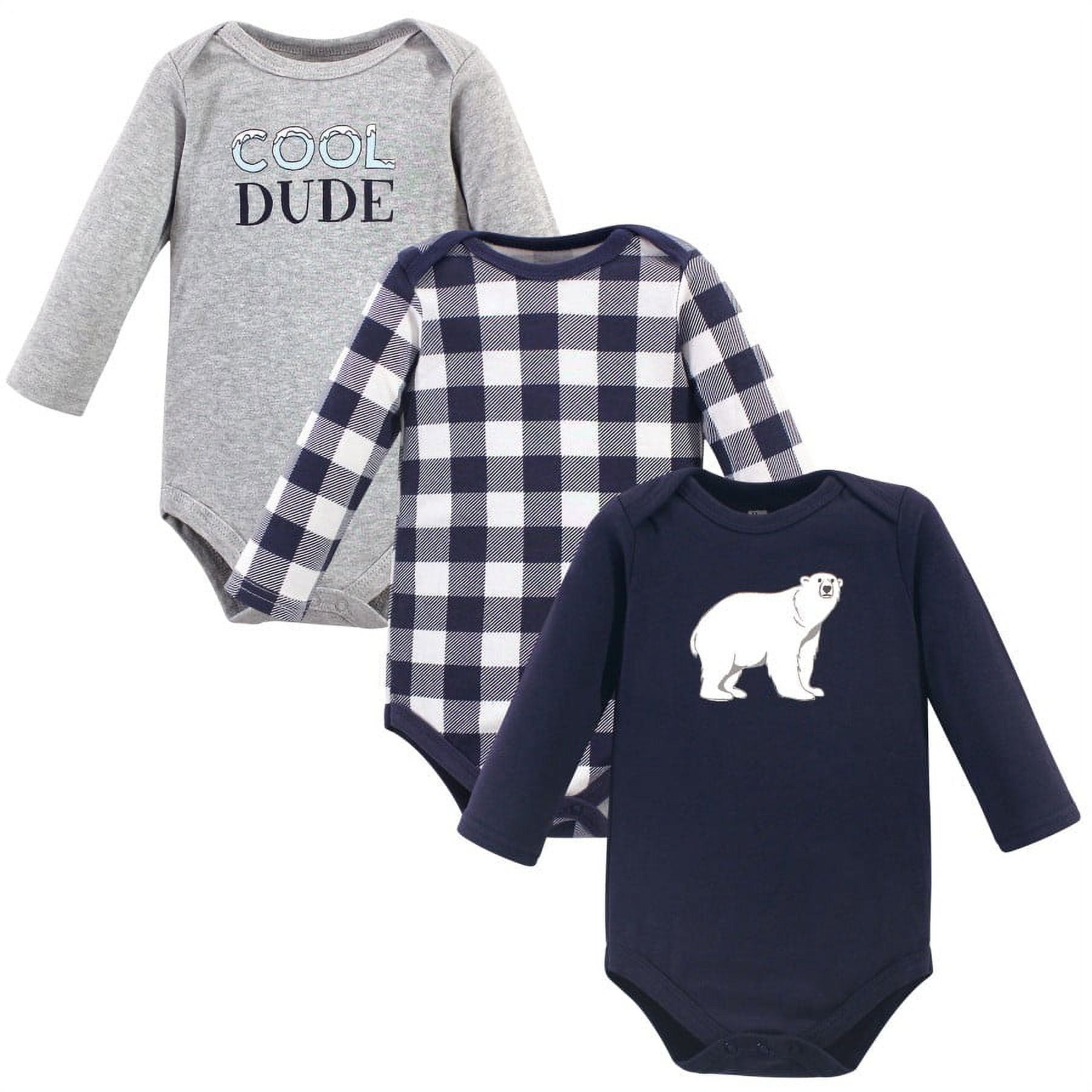 Hudson Baby Cotton Long-Sleeve Bodysuits, 3- Pack, Newborn- 24 Months