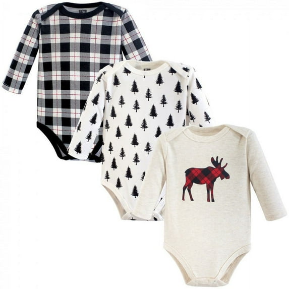 Hudson Baby Cotton Long-Sleeve Bodysuits, 3- Pack, Newborn- 24 Months