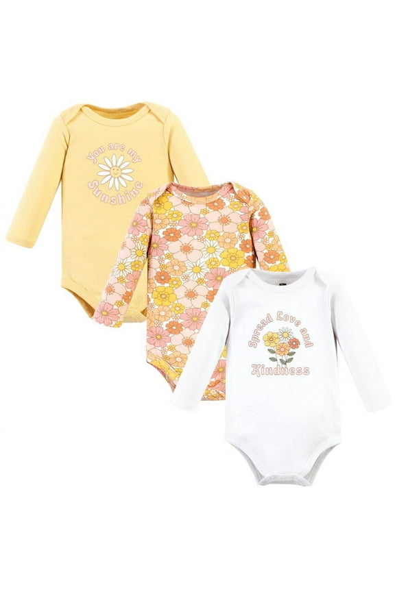 Cotton Long-Sleeve Bodysuits, 3-Pack, Newborn- 24 Months
