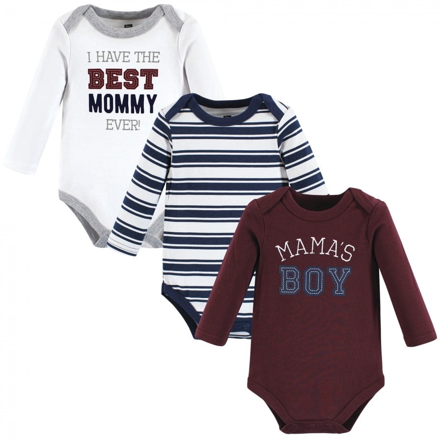 Hudson Baby Cotton Long-Sleeve Bodysuits, 3- Pack, Newborn- 24 Months